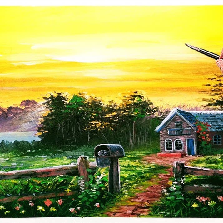 Acrylic Painting of Countryside Scene 714 × 714