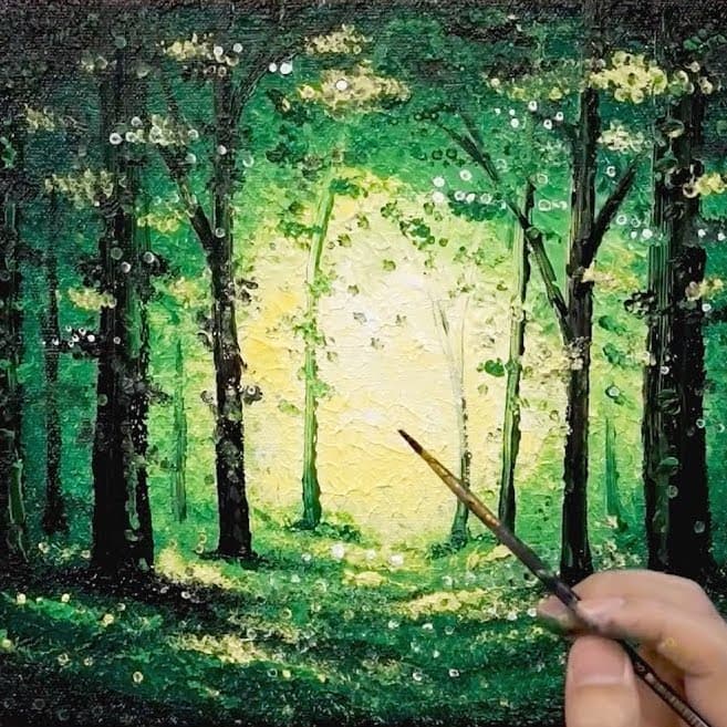 Acrylic Painting of a Forest 657 × 657