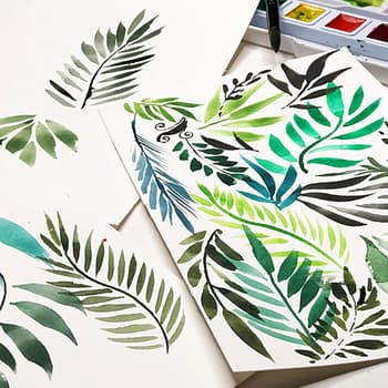 Watercolor Painting Leaves