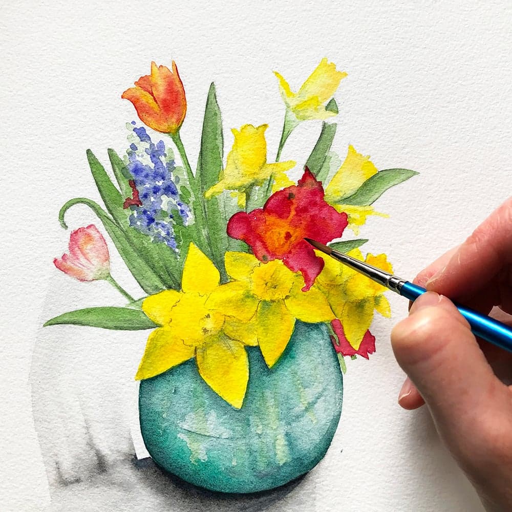 Watercolor Flowers in a Vase 1000 × 1000