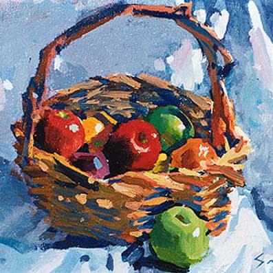 Acrylic Painting of Basket of Apples 397 × 397