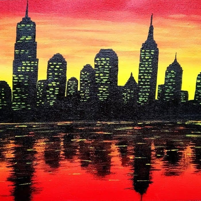 Acrylic Painting of City Skyline 700 × 700