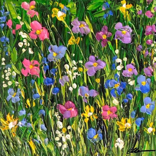 Acrylic Painting of Windflower Field 666 × 666