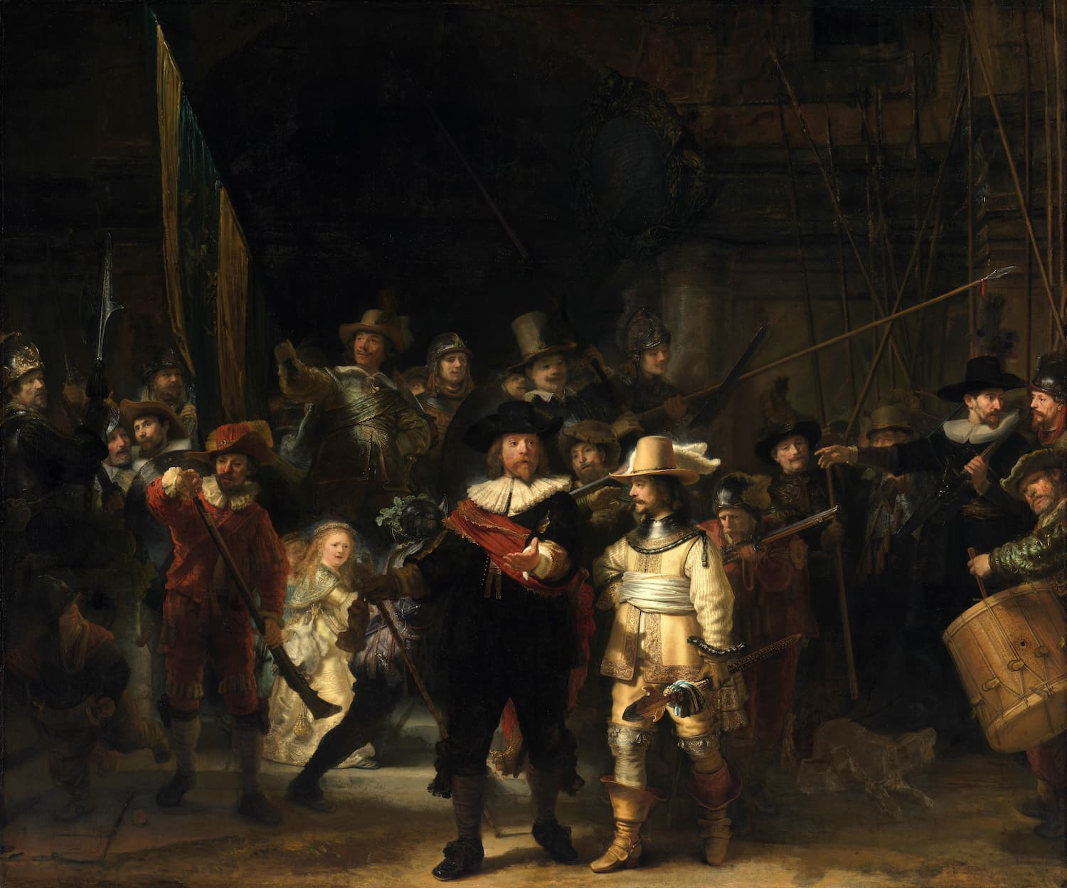 "The Night Watch" (1642) - by Rembrandt van Rijn - Painterly