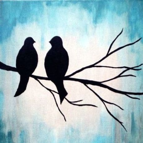 Birds on a Tree Branch Painting 460 × 460