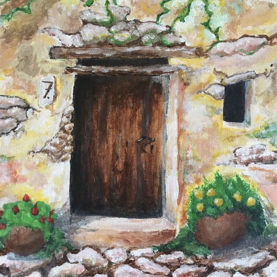 Acrylic Painting of a Wooden Door 1115 × 1115