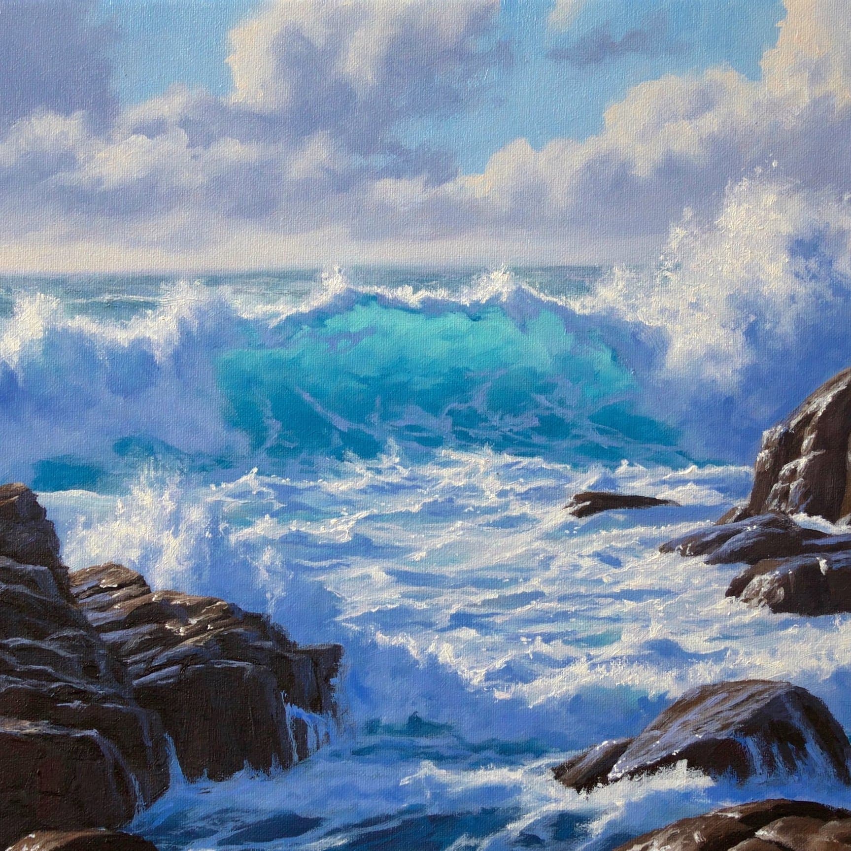 Dramatic Seascape with Acrylics 1727 × 1727